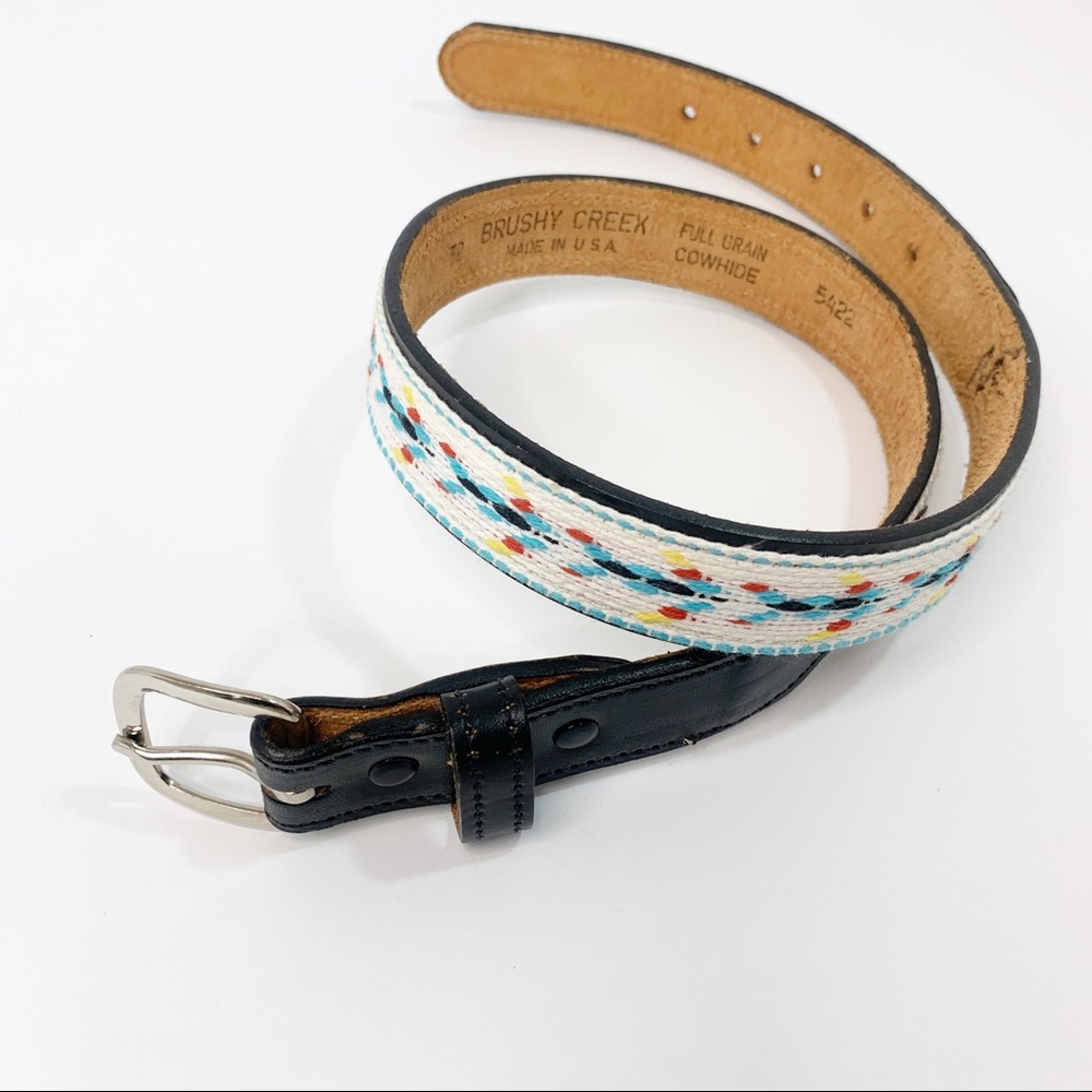 Brushy Creek Native Woven Print Leather Belt